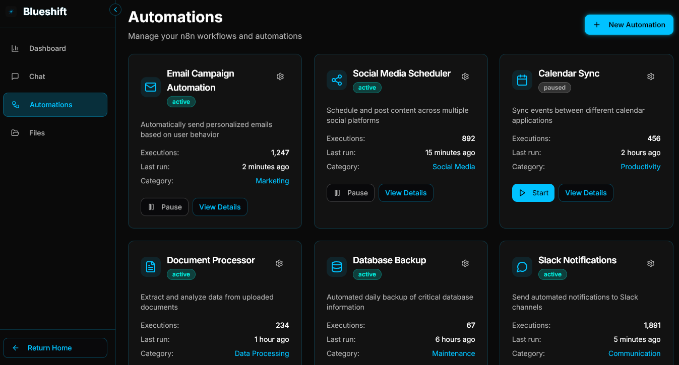 Blueshift Automations Interface